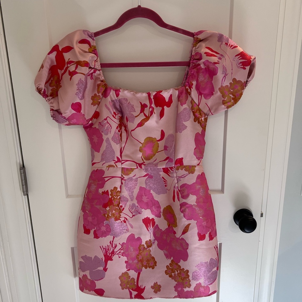 Lulu's Pink and Red Floral Dress